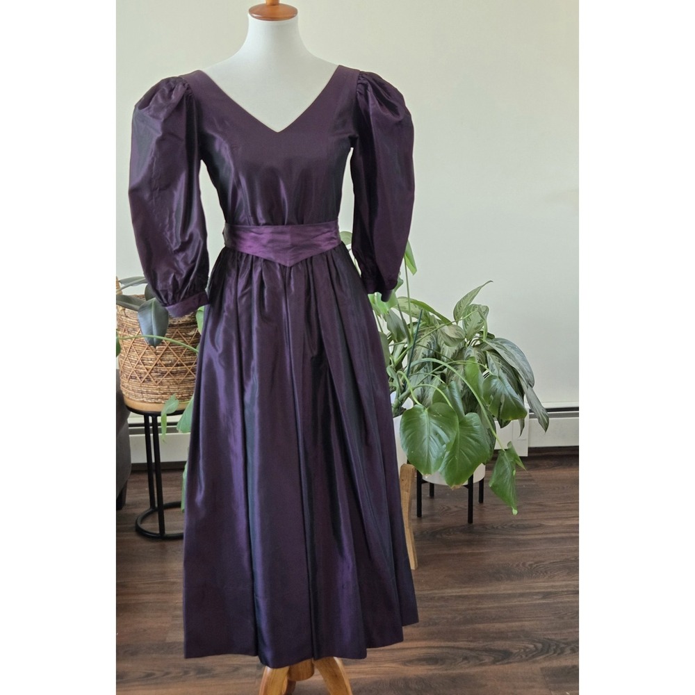 RARE Laura Ashley Victorian Style Puff Sleeves Maxi Dress Women's US 10 UK 12 - Picture 3 of 16